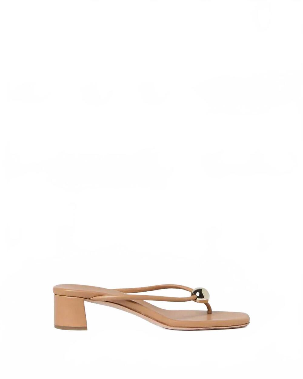 NEW LOEFFLER RANDALL women's odessa heeled mule thong sandal in dune